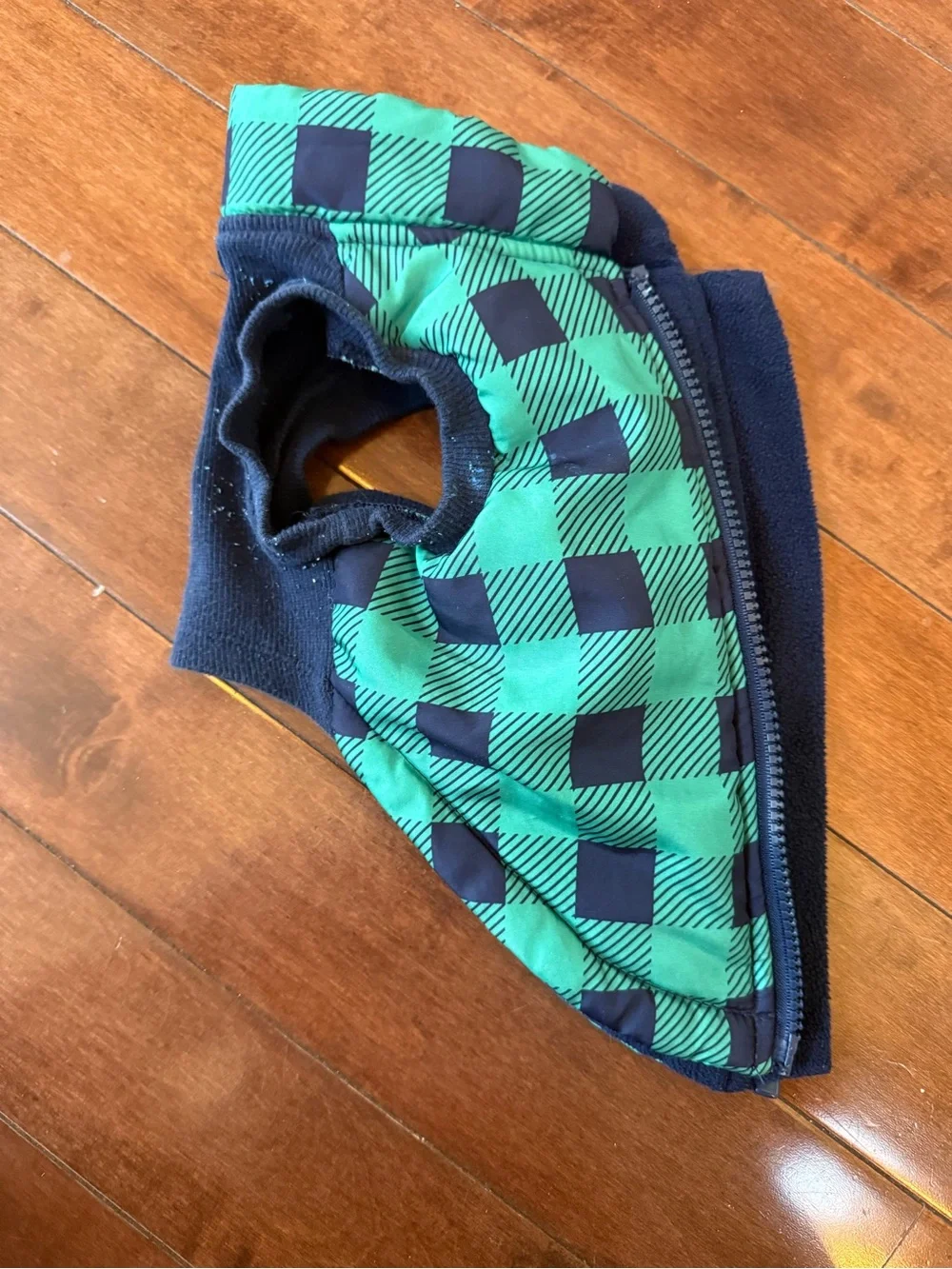 Pup Crew Dog Green & Navy Buffalo Plaid Jacket, size Small